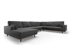 Панорамный правый угловой velvet диван Hebe, 6 мест, темно-серый цвет цена и информация | Угловые диваны | kaup24.ee