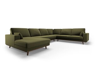 Панорамный правый угловой velvet диван Hebe, 6 мест, зеленый цвет цена и информация | Угловые диваны | kaup24.ee