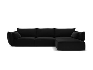 Правый угловой velvet диван Vanda, 4 места, черный цвет цена и информация | Угловые диваны | kaup24.ee