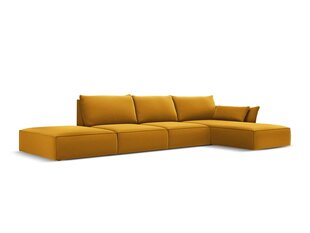 Parempoolne nurgadiivan velvetist Vanda, 5 istekohta, kollane (sinep) цена и информация | Угловые диваны | kaup24.ee