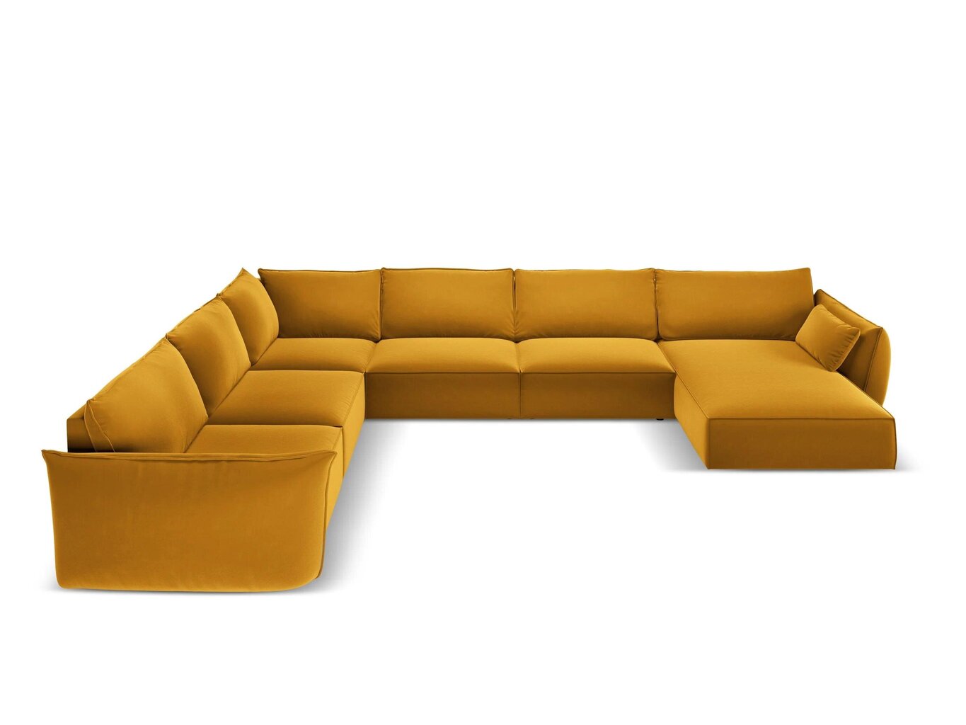 Panoraam vasakpoolne nurgadiivan velvet sofa Vanda, 8 istekohta, kollane (sinep) цена и информация | Nurgadiivanid ja nurgadiivanvoodid | kaup24.ee