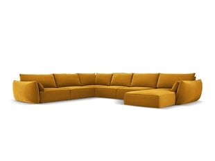 Panoraam vasakpoolne nurgadiivan velvet sofa Vanda, 8 istekohta, kollane (sinep) цена и информация | Угловые диваны | kaup24.ee
