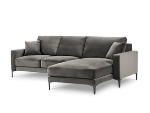 Parempoolne nurgadiivan velvet sofa Venus, 4 istekohta, helehall hind ja info | Nurgadiivanid ja nurgadiivanvoodid | kaup24.ee