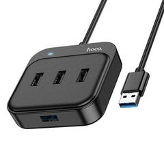 USB jaotur Hoco HB31 Easy 4-in-1 converter USB to USB3.0 + 3xUSB2.0 0.2m must цена и информация | Адаптеры и USB-hub | kaup24.ee