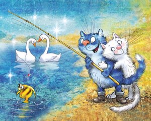 Teemantmosaiik TM Värvikas, mõõdud 40x50 cm "Cats - Fishing Time" LG278e цена и информация | Алмазная мозаика | kaup24.ee