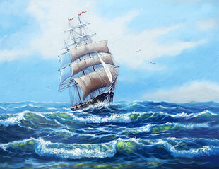 Teemantmosaiik TM Värvikas, mõõdud 50x65 cm "Ship with White Sails" LMC285e hind ja info | Teemantmaalid, teemanttikandid | kaup24.ee