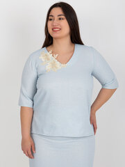 Женская голубая блузка больших размеров 2016103402984 цена и информация | Женские блузки, рубашки | kaup24.ee