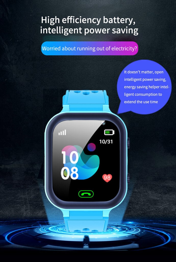 Happyjoe Qudro Blue nutikell lastele koos kõnefunktsiooni, asukoha jälgimise, kaamera, muusikamängija ja mängudega цена и информация | Nutikellad (smartwatch) | kaup24.ee