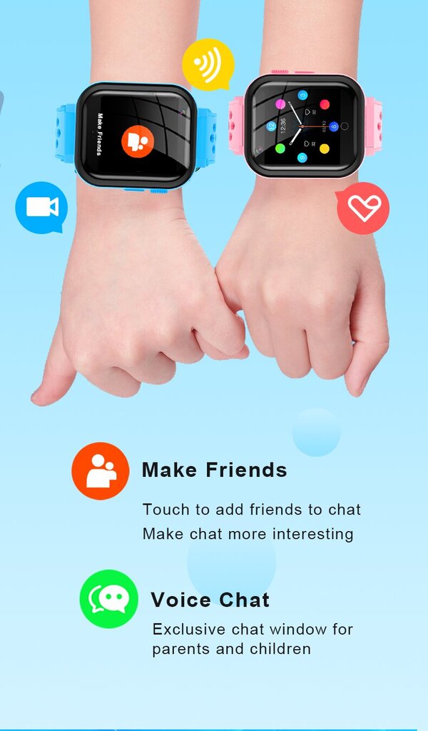 Happyjoe Quallmo Blue nutikell lastele koos kõnefunktsiooni, 4G ühenduvuse, kaamera, asukoha jälgimise ja veekindlusega. hind ja info | Nutikellad (smartwatch) | kaup24.ee