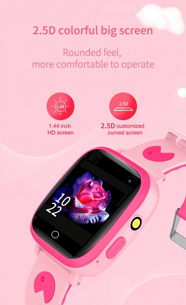 Happyjoe Quipplo Pink nutikell lastele koos kõnefunktsiooni, 2G ühenduvuse, kaamera, asukoha jälgimise ja veekindlusega. цена и информация | Nutikellad (smartwatch) | kaup24.ee