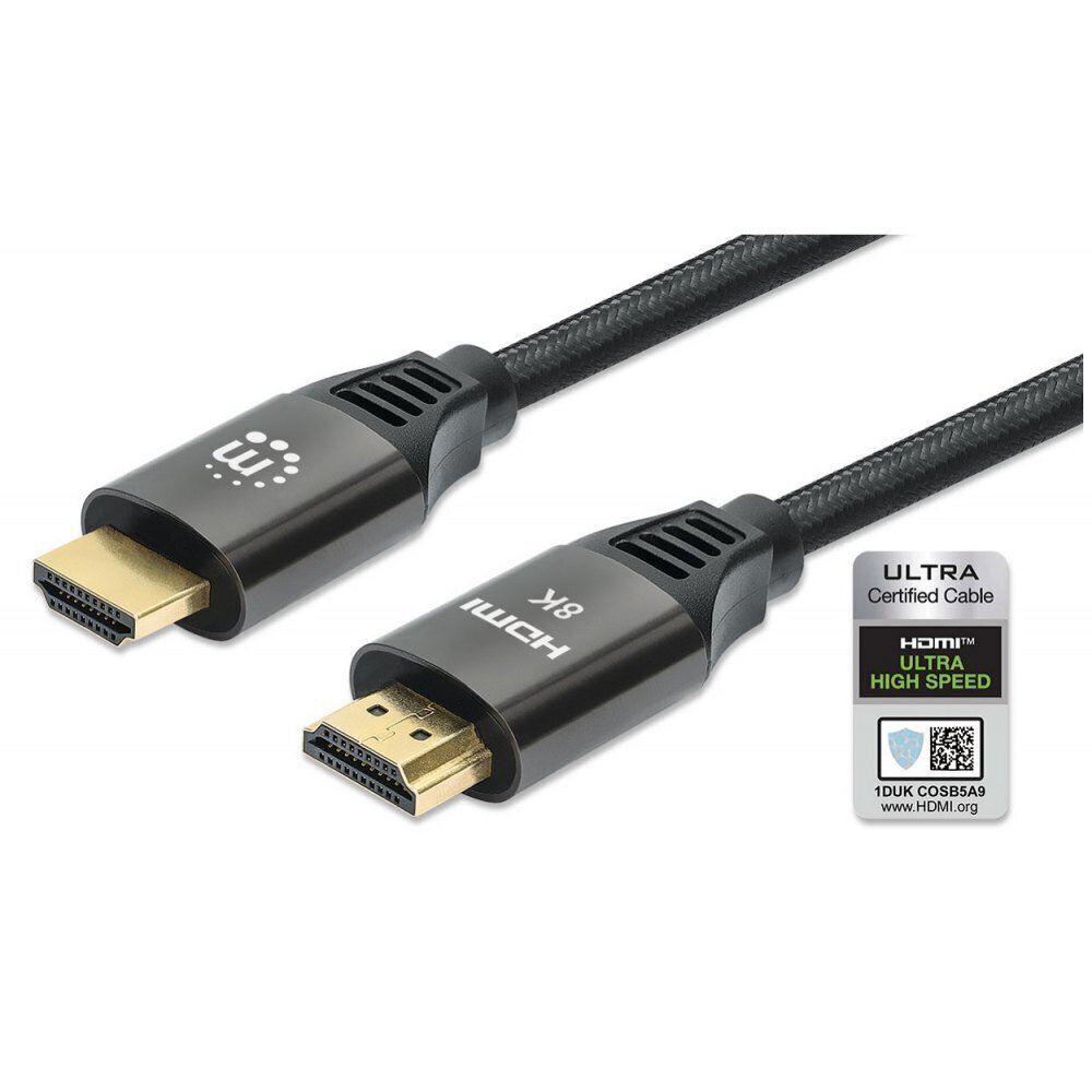 Manhattan, HDMI 2.1 Ethernetiga 8K*60Hz, 2m, 48Gbps, varjestatud hind ja info | Kaablid ja juhtmed | kaup24.ee