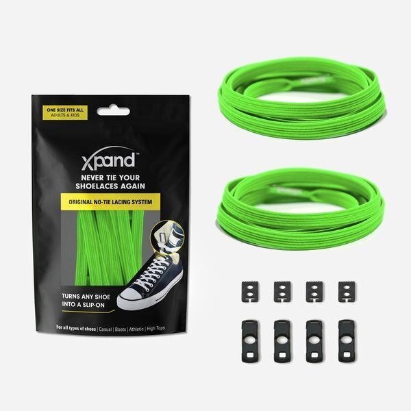 Elastsed kingapaelad Xpand No-Tie, neoonroheline цена и информация | Rõivaste ja jalatsite hooldus | kaup24.ee