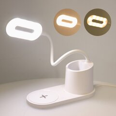 LED laualamp juhtmevaba laadimisega (wirelles charger) Valge цена и информация | Настольные лампы | kaup24.ee