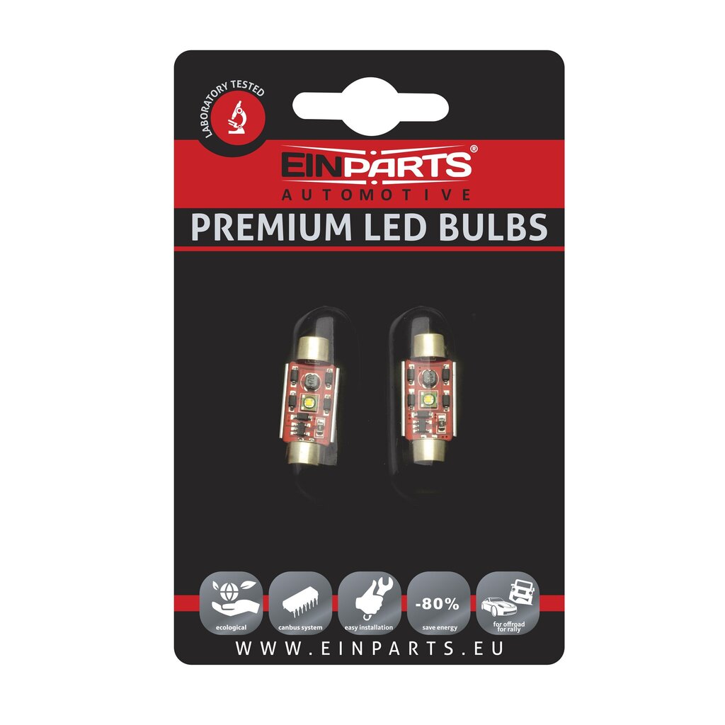 Auto LED Pirnid EinParts C5W Festoon 36mm 6000K CanBus 12V - 2 tk hind ja info | Autopirnid | kaup24.ee