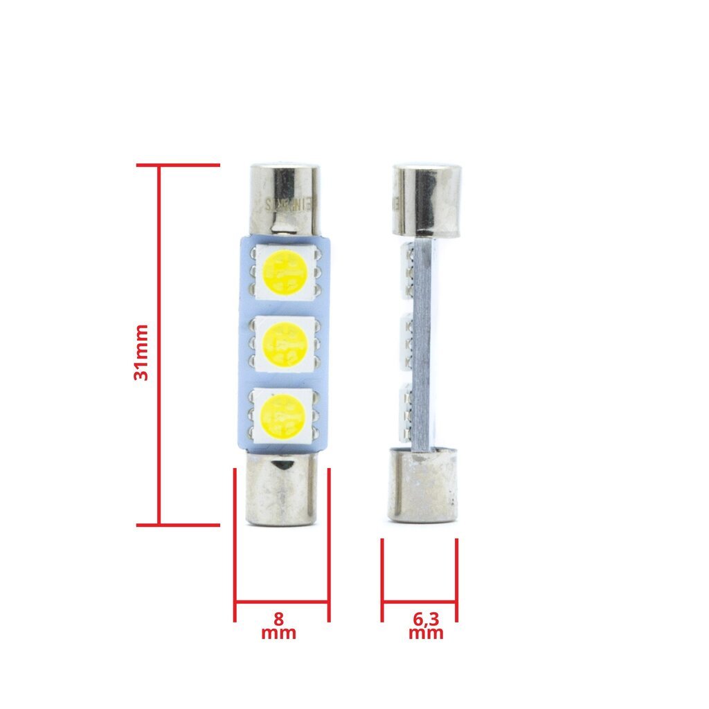 Auto LED Pirnid EinParts C3W Festoon 31mm 6000K CanBus 12V - 2 tk hind ja info | Autopirnid | kaup24.ee