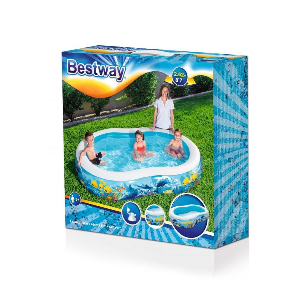 Bestway täispuhutav bassein mereloomadega, 262 x 157 x 46 cm hind ja info | Basseinid | kaup24.ee