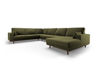 Панорамный левый угловой velvet диван Hebe, 6 мест, зеленый цвет цена и информация | Угловые диваны | kaup24.ee