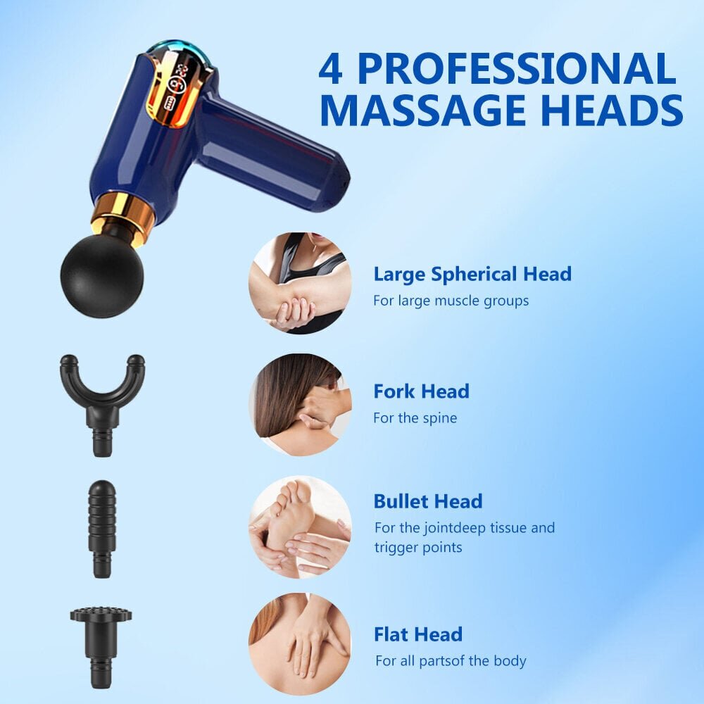 Juhtmeta massaažilöögipüstol; 4 otsaga lihasmasseerija; Massaažipüstol; Massage gun LIVMAN LC-002 hind ja info | Massaažiseadmed | kaup24.ee