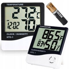 Digitaalne termomeeter ja hügromeeter kellaga hind ja info | Ilmajaamad, termomeetrid | kaup24.ee