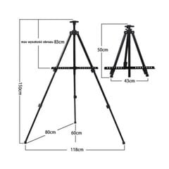 Metallist Molbert, 50-150cm hind ja info | Kunstitarbed, voolimise tarvikud | kaup24.ee