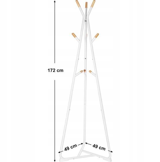 Riidepuu, 49x49x172cm, valge цена и информация | Riidestanged ja nagid | kaup24.ee