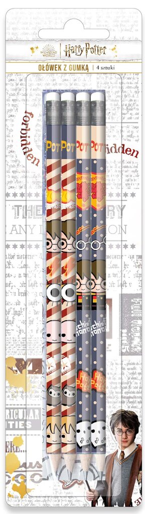 Harry Potteri pliiatsid kustutuskummiga 4 tk hind ja info | Kirjutusvahendid | kaup24.ee