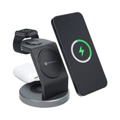 Forcell 3in1 MagSafe laadimisdokk, iPhone, Apple Watch, AirPods (15W), must цена и информация | Зарядные устройства для телефонов | kaup24.ee