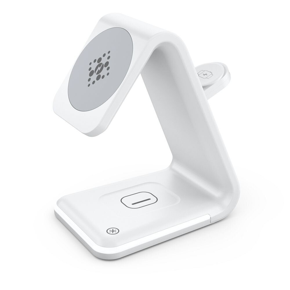 3in1 MagSafe, laadimisdokk B17, iPhone, Apple Watch, AirPods (15W), valge цена и информация | Mobiiltelefonide laadijad | kaup24.ee