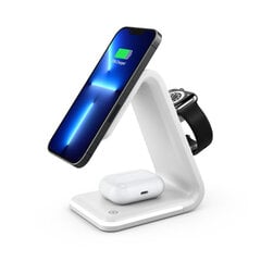3in1 MagSafe, laadimisdokk B17, iPhone, Apple Watch, AirPods (15W), valge hind ja info | Mobiiltelefonide laadijad | kaup24.ee