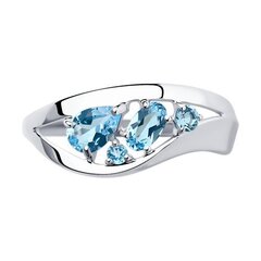 Серебряное кольцо , покрытие родием, топаз, 18.5,  925° цена и информация | Кольцо | kaup24.ee