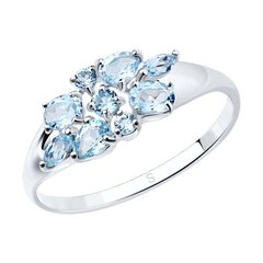 Серебряное кольцо , покрытие родием, топаз, 18,  925° цена и информация | Кольца | kaup24.ee