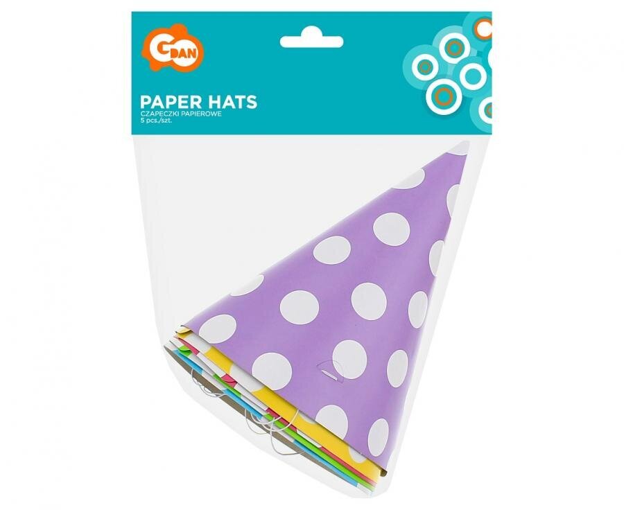 Täppidega paberist mütsid, 5 erinevat värvi, 25 tk hind ja info | Peokaunistused | kaup24.ee