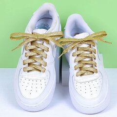Металлизированные широкие шнурки 25 мм 80 см, цвет золота цена и информация | Уход за одеждой и обувью | kaup24.ee