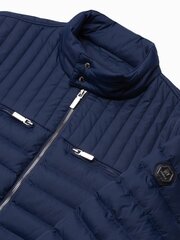 Куртка мужчины стеганая байкерская Ombre C553 темно-синий цена и информация | Мужские куртки | kaup24.ee