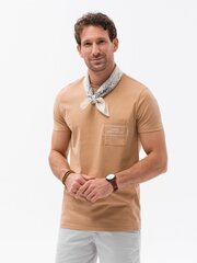 хлопковая мужская футболка с карманным принтом - светло-коричневая v6 s1742 цена и информация | Мужские футболки | kaup24.ee