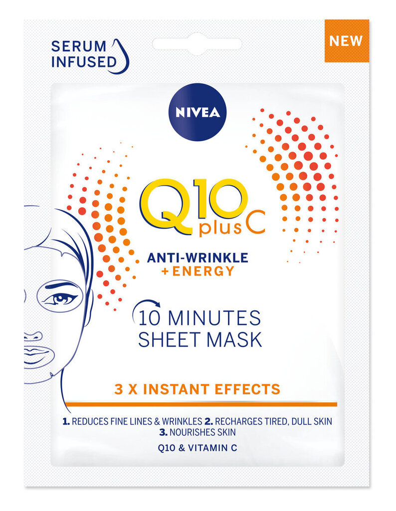 Lehtne näomask Nivea 10 Minutes Q10 Plus C, 15 tk hind ja info | Näomaskid, silmamaskid | kaup24.ee