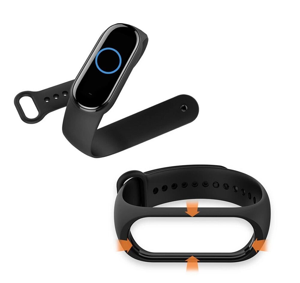 Xiaomi Mi Band 5/6/7, sport silikoon rihm, must цена и информация | Nutikellade ja nutivõrude tarvikud | kaup24.ee