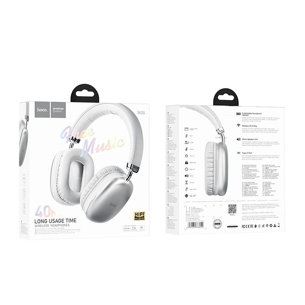 HOCO, juhtmevabad kõrvaklapid W35, hõbe цена и информация | Kõrvaklapid | kaup24.ee