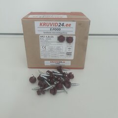 Katusekruvi AR2 4.8x35mm RAL 3005, 250tk цена и информация | Инструменты крепления | kaup24.ee