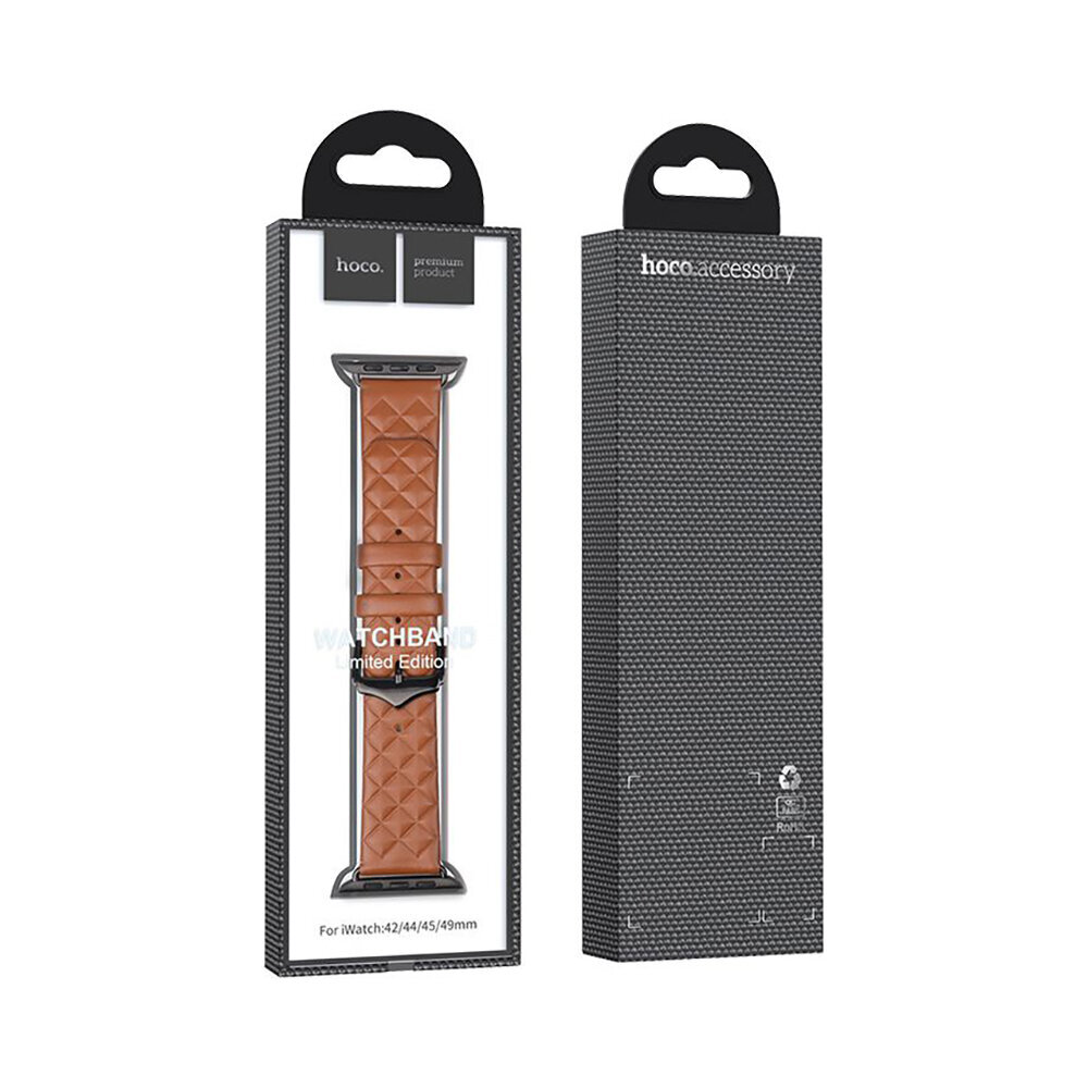 HOCO Elegant, Apple Watch, nahast rihm, oranž 42/44/45/49 mm hind ja info | Nutikellade ja nutivõrude tarvikud | kaup24.ee