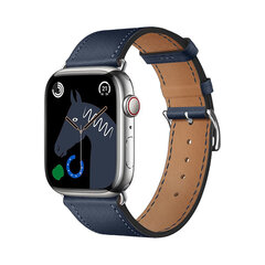 HOCO Single Tour, Apple Watch, nahast rihm, midnight blue 42/44/45/49 mm цена и информация | Аксессуары для смарт-часов и браслетов | kaup24.ee