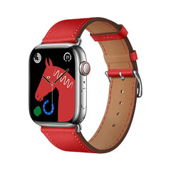 HOCO Single Tour, Apple Watch, nahast rihm, punane 38/40/41 mm hind ja info | Nutikellade ja nutivõrude tarvikud | kaup24.ee