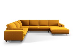 Панорамный левый угловой velvet диван Hebe, 6 мест, желтый цвет цена и информация | Угловые диваны | kaup24.ee