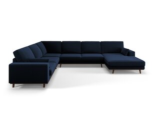 Панорамный левый угловой velvet диван Hebe, 6 мест, темно-синий цвет цена и информация | Угловые диваны | kaup24.ee