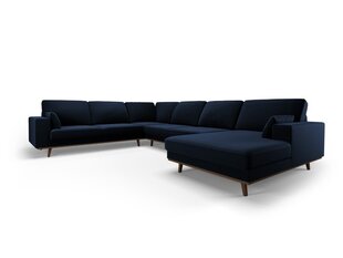 Панорамный левый угловой velvet диван Hebe, 6 мест, темно-синий цвет цена и информация | Угловые диваны | kaup24.ee