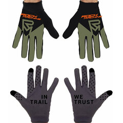Вело перчатки Rock Machine Race FF, черные/зеленые/оранжевые, S цена и информация | Одежда для велосипедистов | kaup24.ee