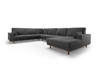 Панорамный левый угловой velvet диван Hebe, 6 мест, темно-серый цвет цена и информация | Угловые диваны | kaup24.ee