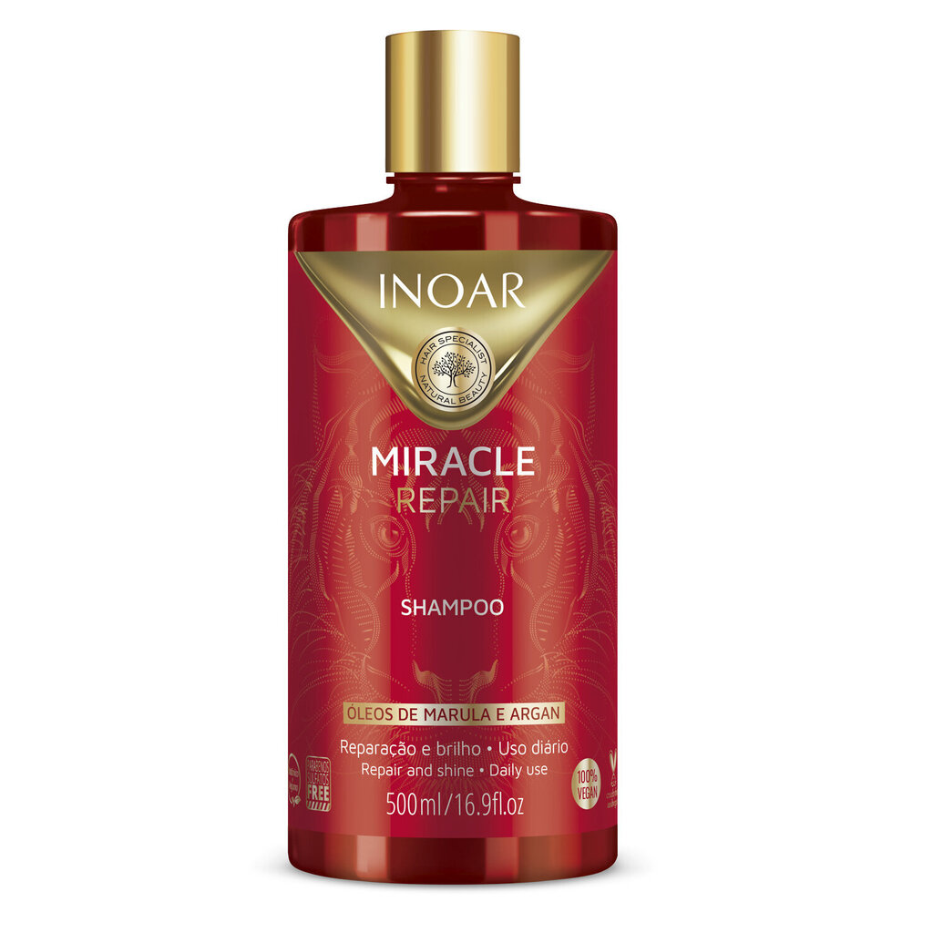 Sära taastav šampoon Inoar Miracle Repair Inoar Miracle Repair, 500 ml hind ja info | Šampoonid | kaup24.ee