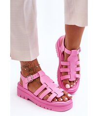 Кожаные сандали на плоской подошве с розовыми ремешками Diosa цена и информация | Сандалии на липучке | kaup24.ee