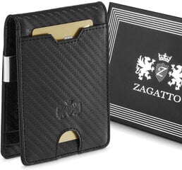 Meeste nahast rahakott Zagatto Carbon RFID Secure hind ja info | Meeste rahakotid | kaup24.ee